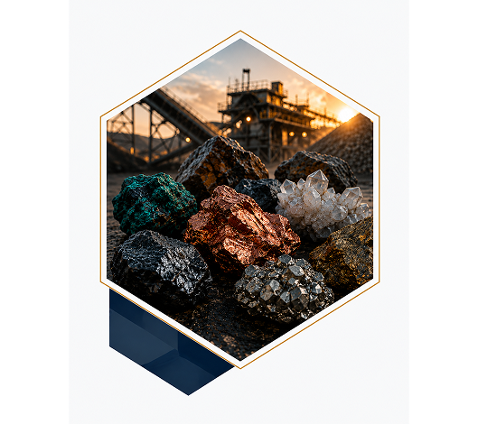 Raw mineral specimens at a processing site