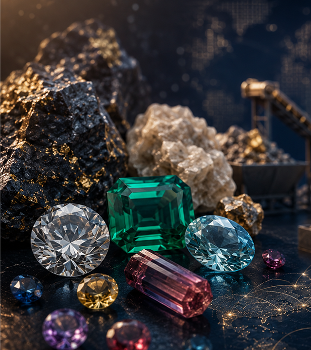 Assorted raw minerals and ore samples